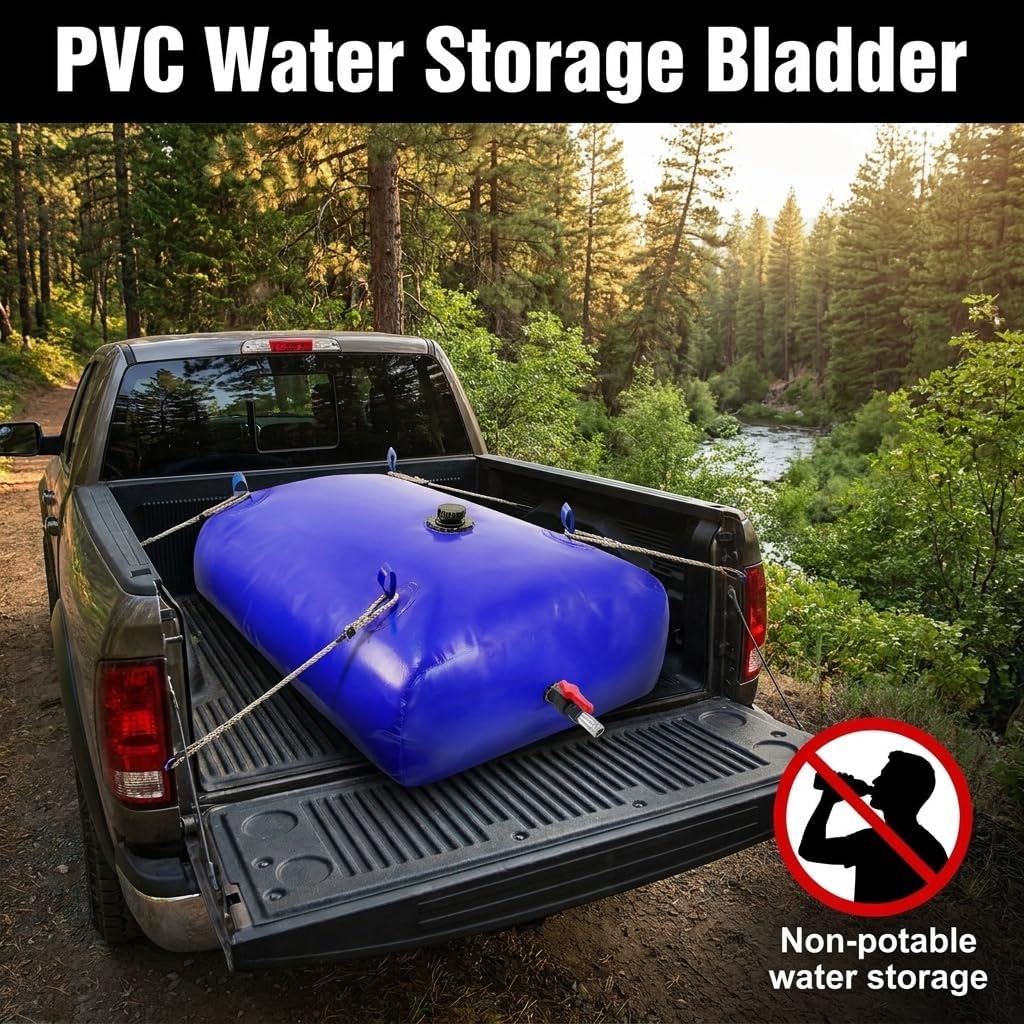 Aimery 400L/105.7Gallon Foldable Water Storage Bladder Portable Water Tank | Large Capacity Water Storage Bladders PVC Water Storage Container Emergency Water Bag for RV,Camping,Garden,Truck,Blue