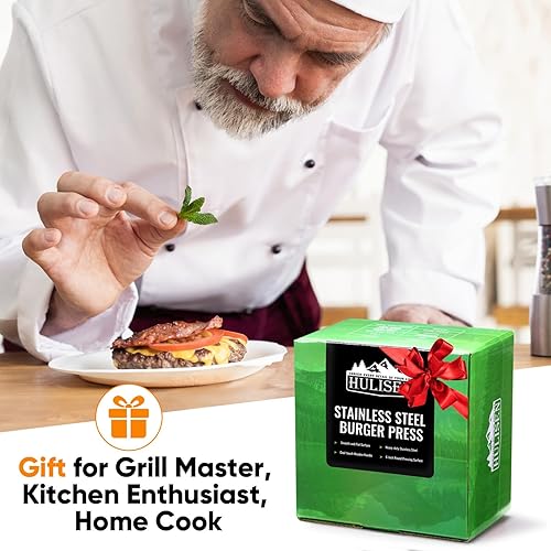 Miniatura 8 de HULISEN Burger Smasher, prensa de hamburguesas aplastadas de acero inoxidable, prensa de hamburguesa de 6 pulgadas para plancha, prensa de parrilla