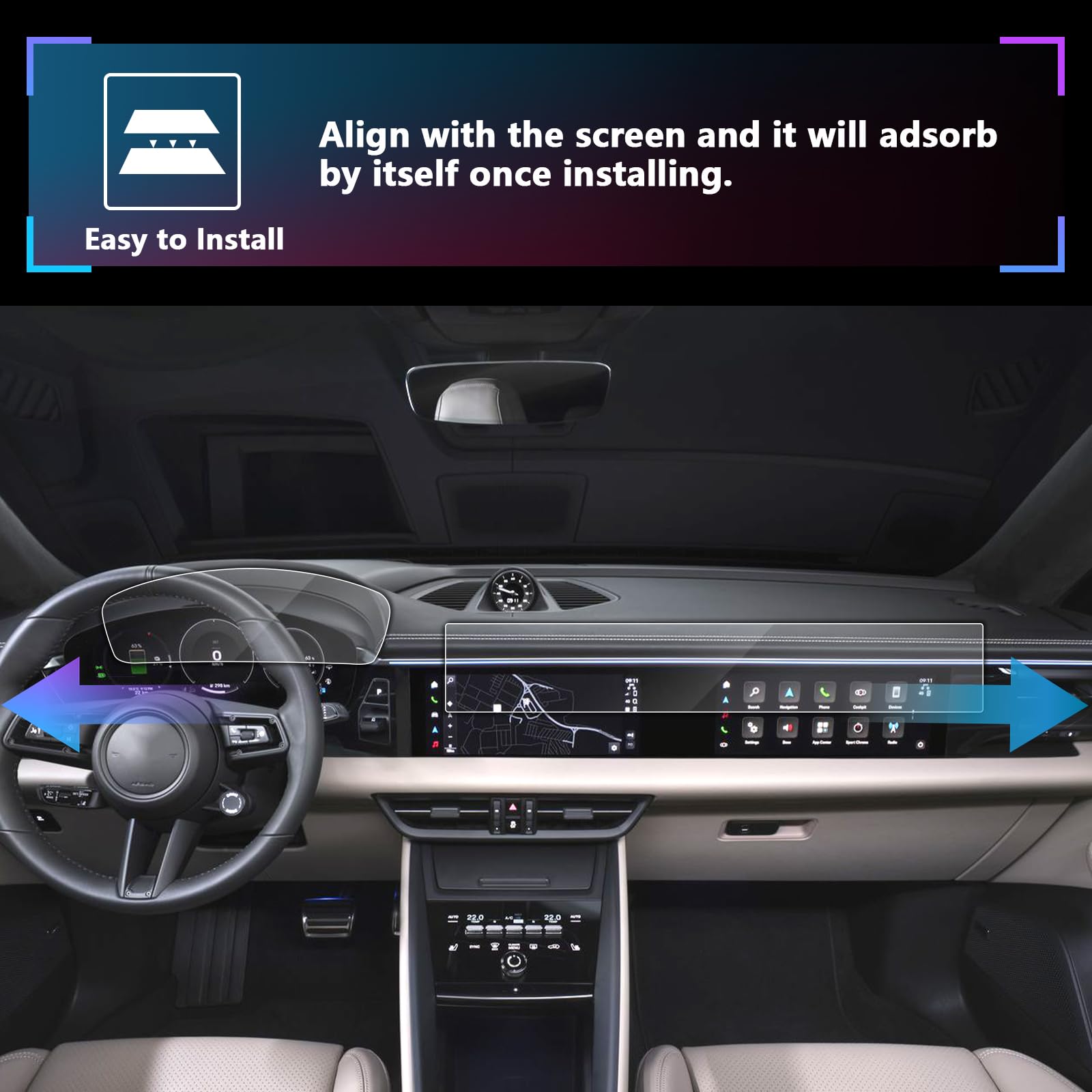 2024-2025 Porsche Macan EV Screen Protector - 12.6" Instrument Cluster & 10.9" Infotainment Glass