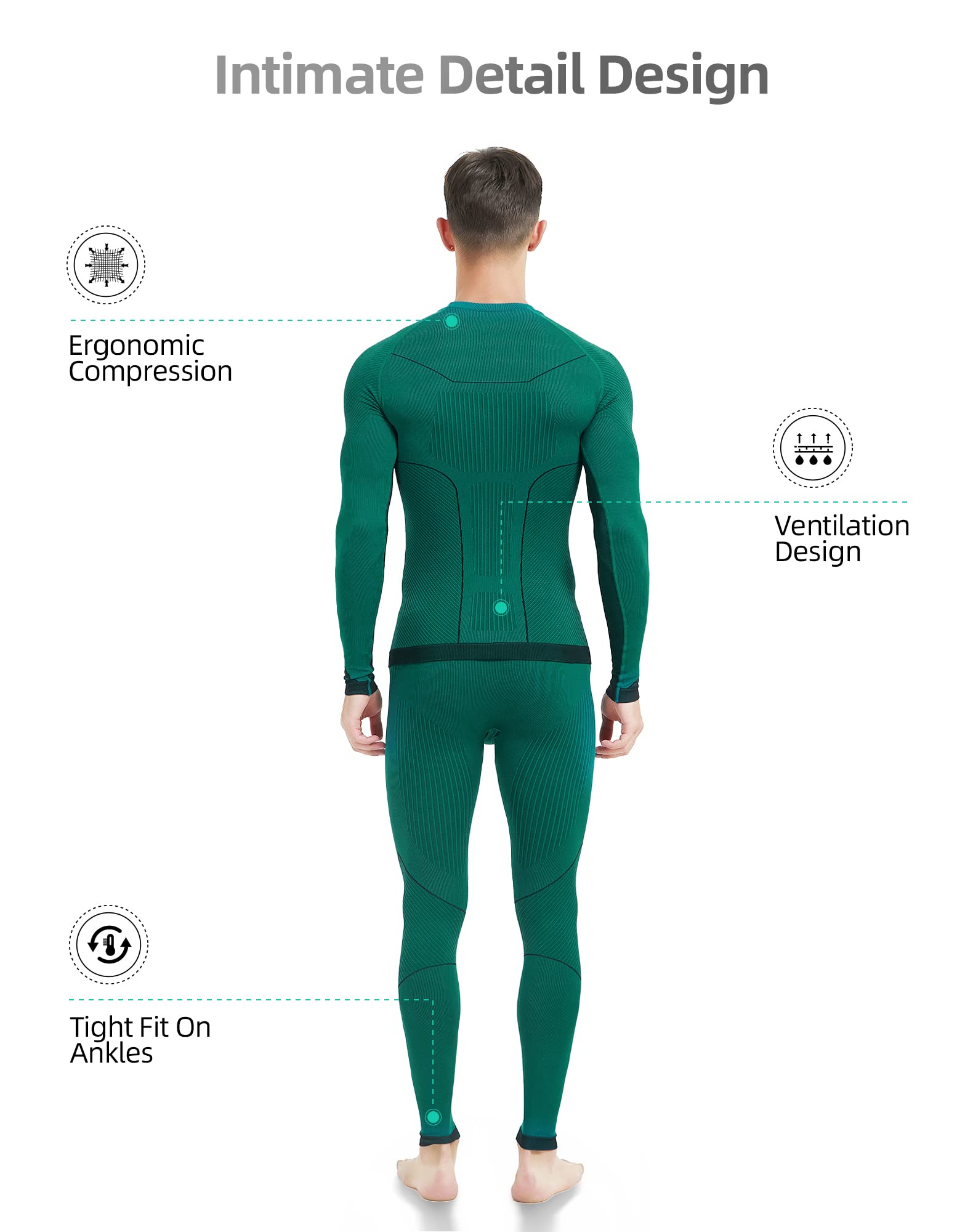 NOOYME Ropa Interior Térmica Hombres Ropa Interior Elástica Funcional Hombres Cálida Ropa Interior Térmica Ropa Interior De Esquí Hombres Transpirable Flexible Pantalones Térmicos Chaleco Térmico