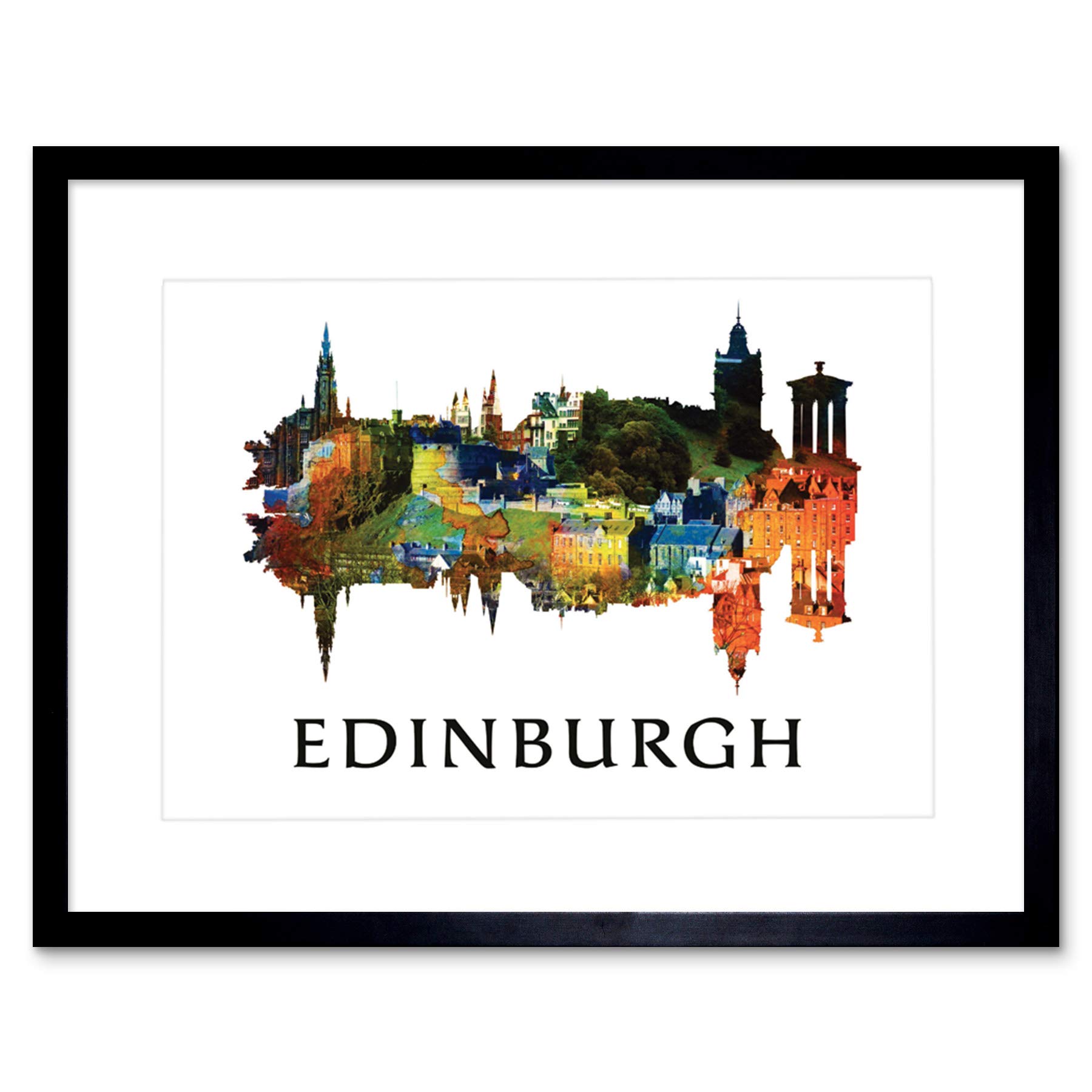 Wee Blue Coo Edinburgh Cityscape Symmetry Home Decor 12X16" Framed Wall Art Print from B&Q