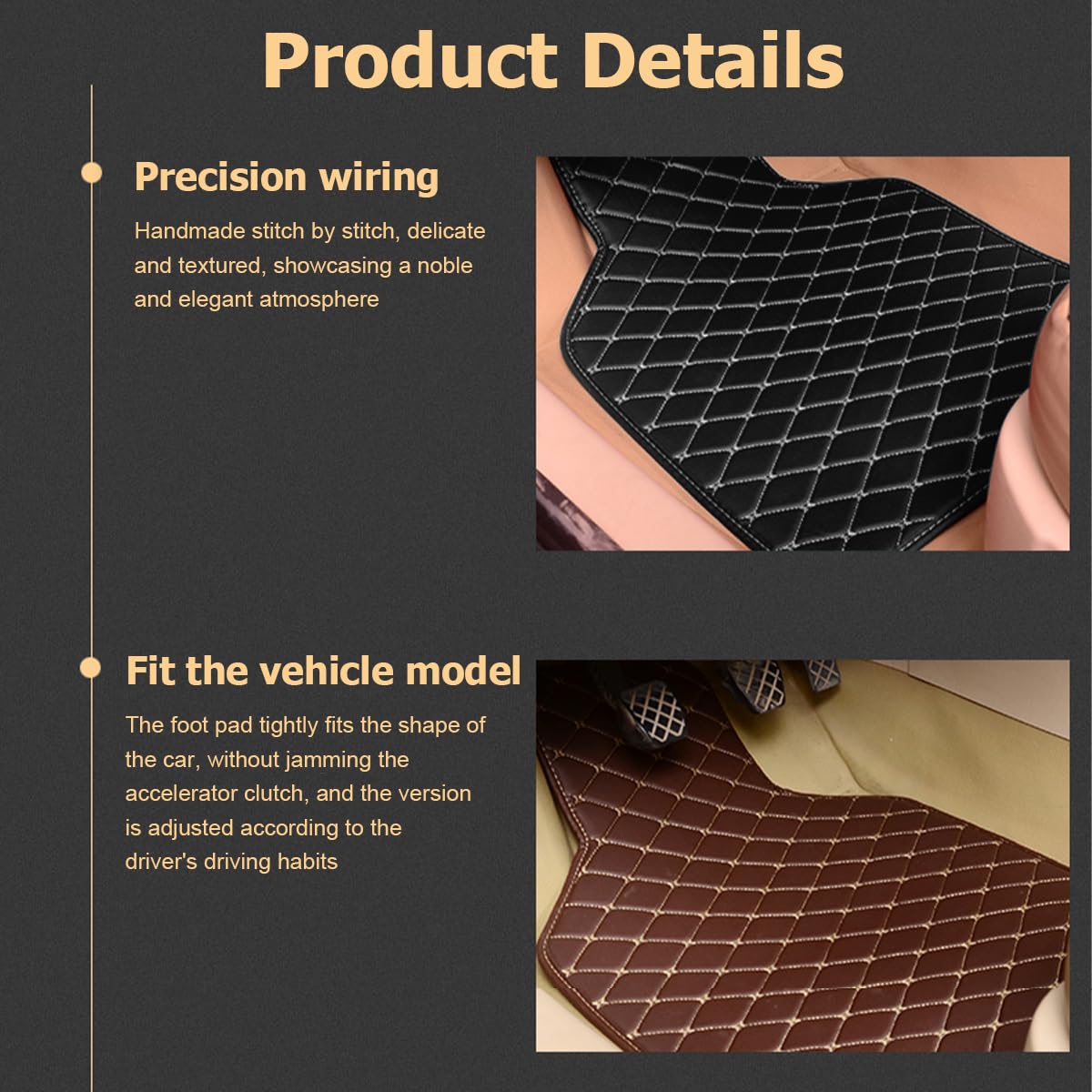 AUCELI Car Floor Mats 4pcs Carpet Floor Mat Set Luxury Faux Leather Fit All Weather Universal Fit Car — view 4