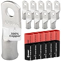 Vista 130 de SELTERM 25 piezas de lengüetas de cable de batería de cobre estañado de grado marino de 2/0 AWG de 3/8 pulgadas, terminales de anillo de calibre 00