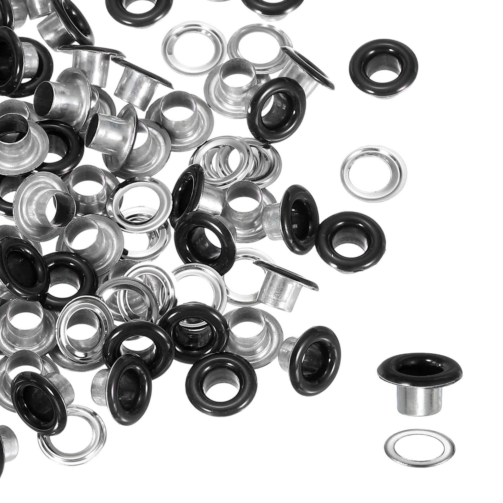 YELARXI Grommets Kit, Metal Eyelets with Washers 5mm 3/16" & 250 Set & Bright Black