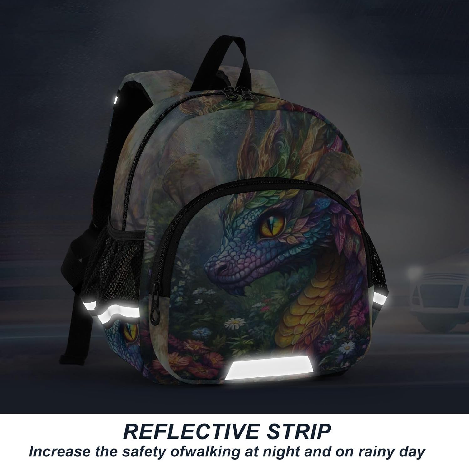 Floral Dragon Toddler Harness Backpack for Boys Girls 3-6 Years Kids Backpack with Anti Lost Safety Leash Baby Protection Backpack for Preschool Walking Travel