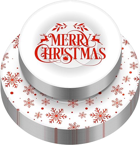 Maxcheck 60 platos de plástico de Navidad, platos desechables de Navidad a granel, platos transparentes, platos redondos de postre para suministros