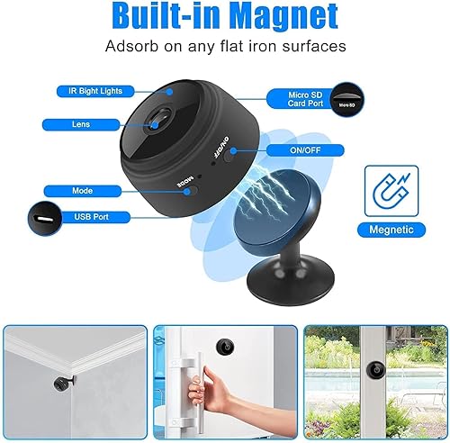 Miniatura 6 de MDGLSYEE Mini cámara de seguridad inalámbrica para exterioresinteriores con audio, cámara de vigilancia para el hogar, batería integrada IP HD 1080P
