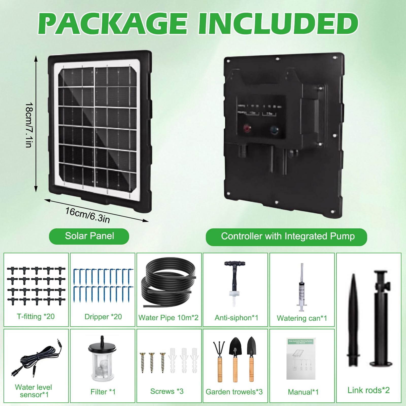 Sistema de riego solar, sistema de riego automático de jardín, kit de sistema de riego por goteo con temporizador y manguera de 20 m, dispositivos de riego automático de 6 modos para plantas, balcón
