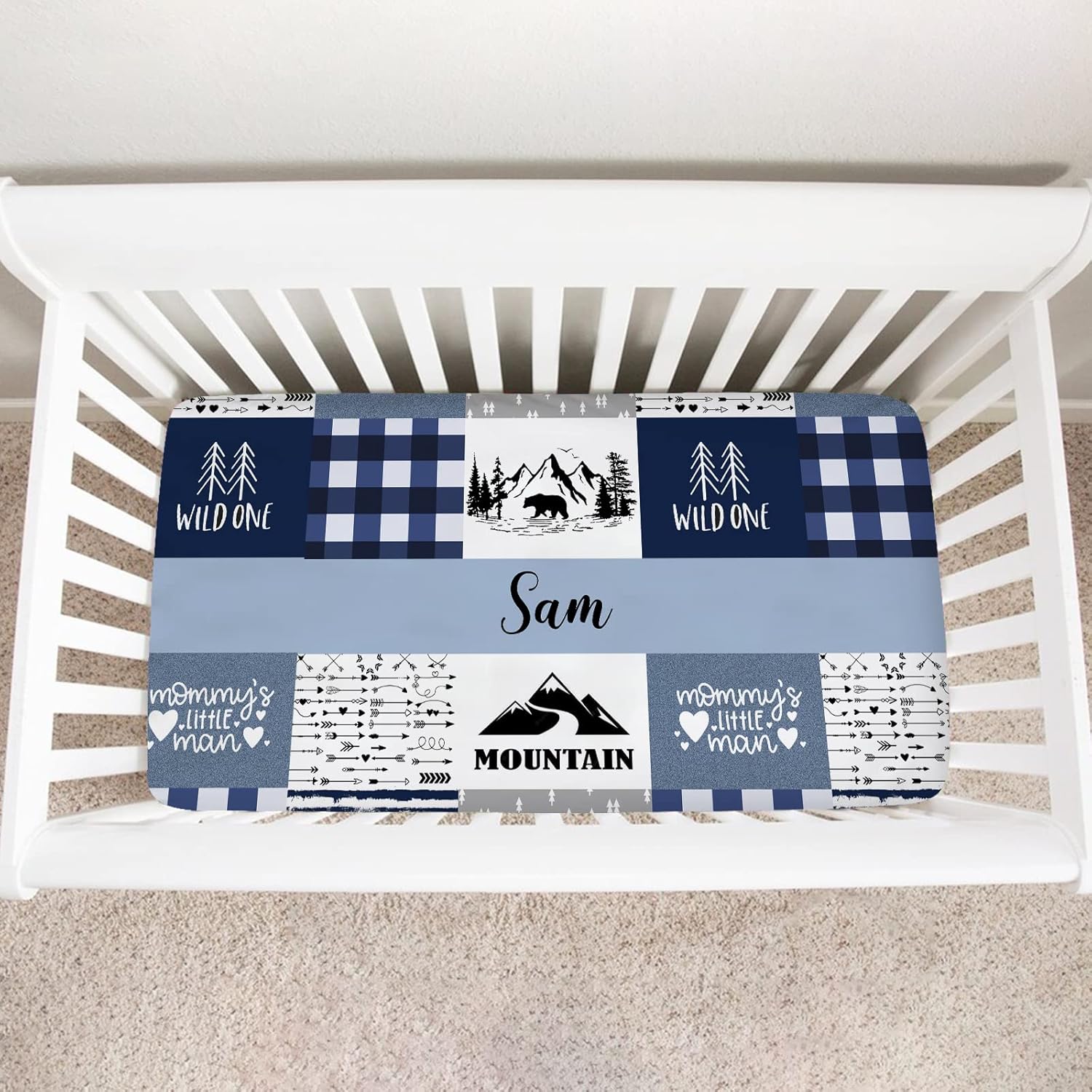 Personalized Woodland Deer Baby Crib Sheets with Name, Custom Fitted Crib Bedding Sheet for Baby Girls and Boys, Baby Bedding Sets, Toddler Mattress Sheets, Mini Crib Sheet | Name Crib Play Sheets