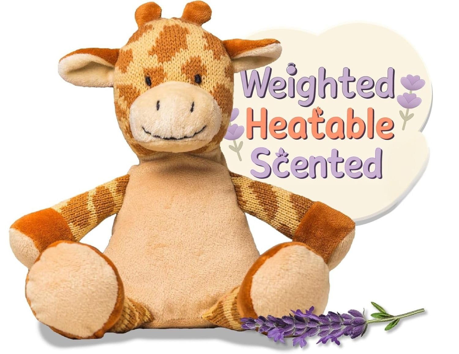WILD BABY Microwavable & Weighted Plush Toy - Giraffe Stuffed Animal for Comfort & Warmth - Soft, Heatable Plushie for Snuggles - Great for Kids, Toddlers & All Ages