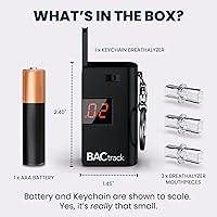 Vista 6 de Alcoholímetro portátil, llavero, BACtrack, prueba de alcohol en el aliento, BT-KC10, Negro, 1, 1