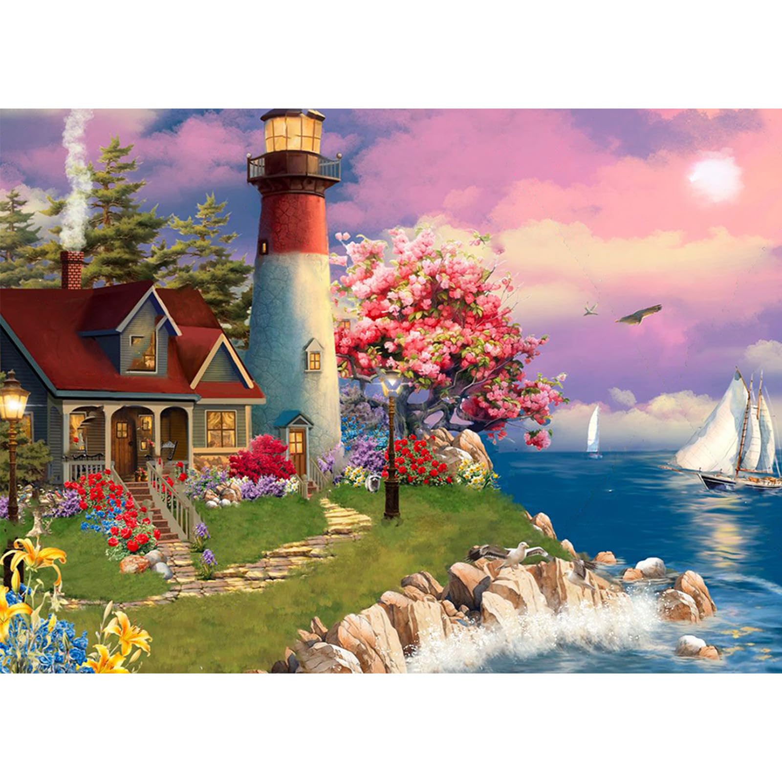 Diamond Painting Leuchtturm XXL 50x100 Cm – 5D DIY Set Mit Diamanten, Leinwand & Werkzeug