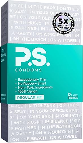 Miniatura 10 de PS Preservativos de látex excepcionalmente finos para hombres, inodoros y 100% veganos, condón lubricado ultrafino, 40% más delgado y transparente,