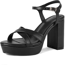 Erocalli Block Heels for Women Open Toe High Chunky Adjustable Platform - Womens Sandals, Summer, Cute, Ankle Strap Wedding Comfortable Shoes