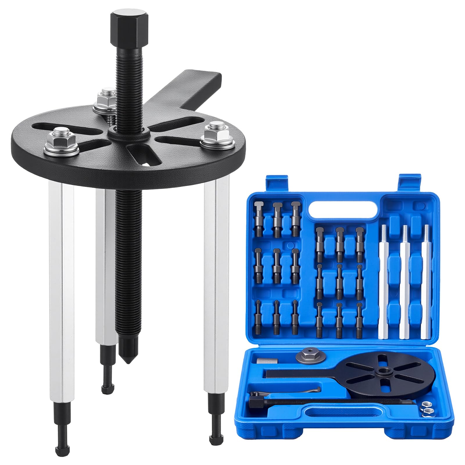 VEVOR 21 in 1 Multifunctional Bearing Puller Set for Internal and External Bearings, Easy to Use, 3 Jaws, with Heavy Duty Portable Case, 270 x 215 x 60 mm, Blue and Black