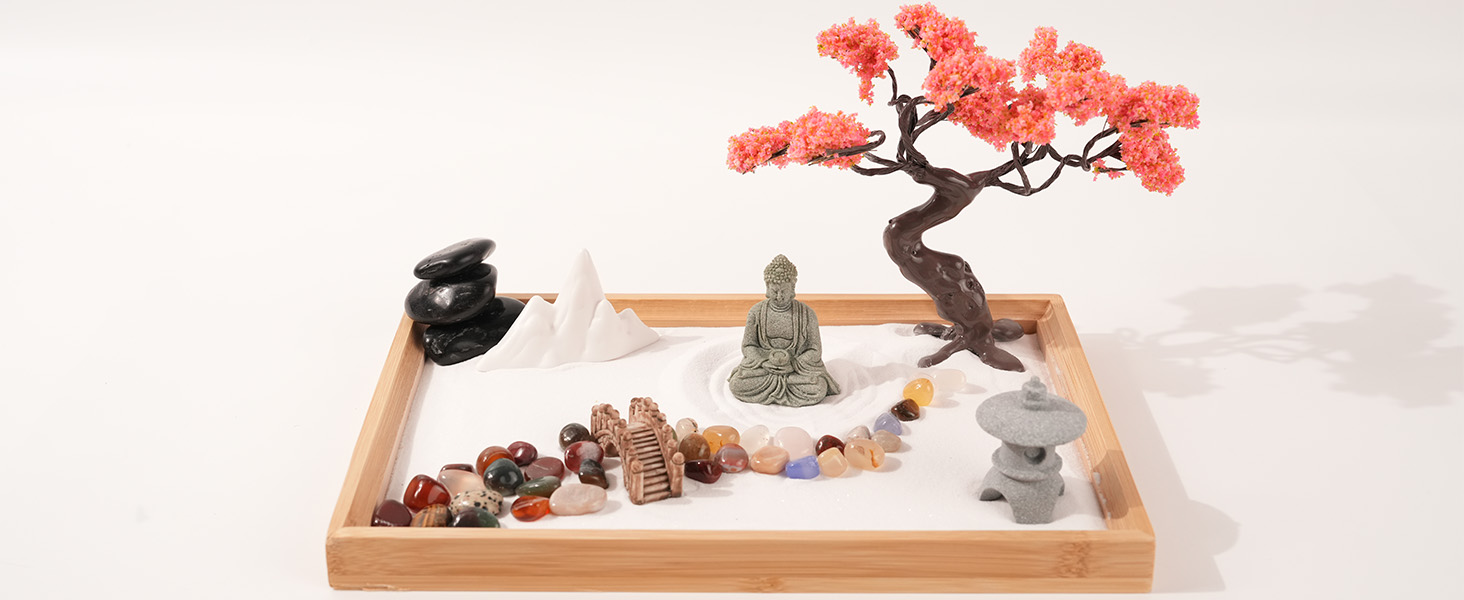 Amazon.com: FOLKOR LIFE Mini Zen Garden for Desk Bodhi Tree and