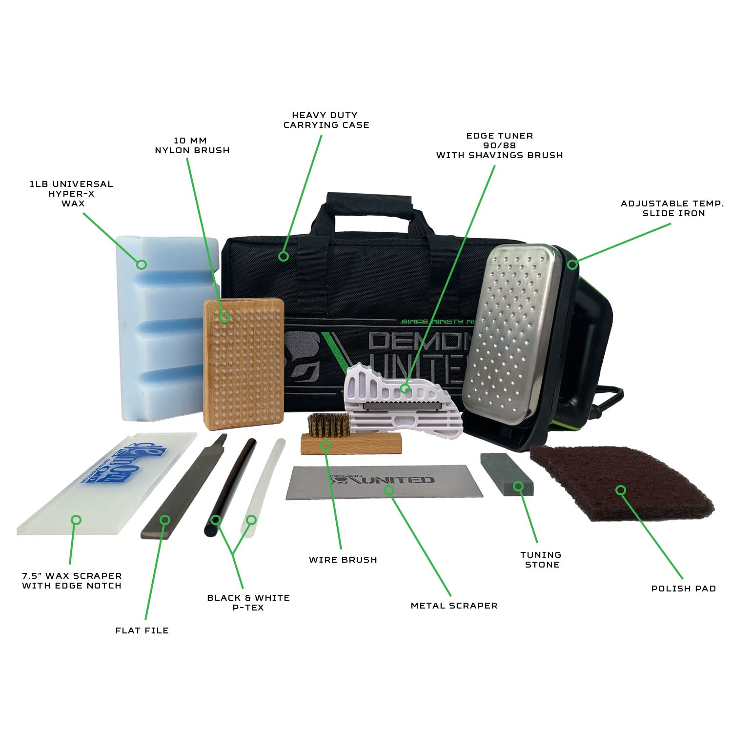 Demon Snow Shred Ready Ski Tuning kit & snowboard Tuning kit con iron- include 0,5 kilogram di cera – Good for over 20 da sci o snowboard Tune UPS