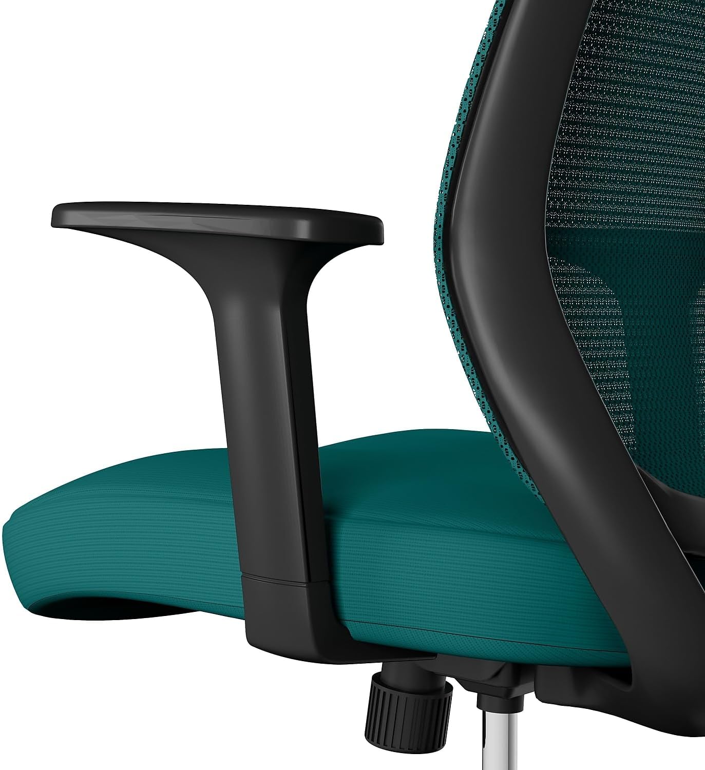 Teal Mesh and Fabric Ergonomic Swivel Task Chair with Fixed Arms