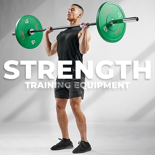 Miniatura 5 de Sunny Health & Fitness Elite - Placa de peso olímpica de goma de 2 pulgadas, 10-55 libras con cubo de acero para gimnasio en casa, estante de