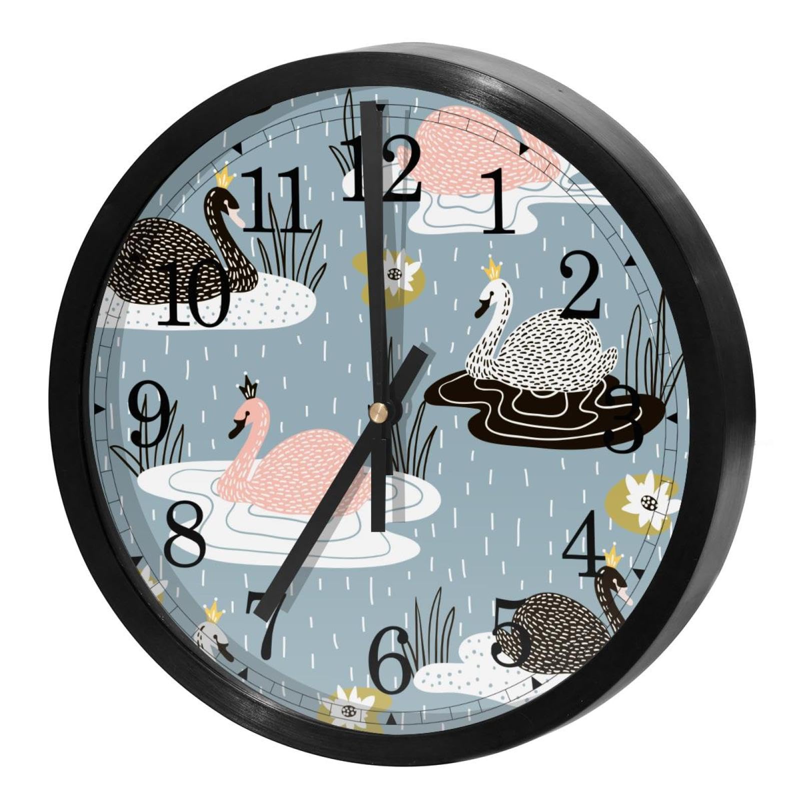 Horloge murale silencieuse à quartz cygne pour chambre d'enfant