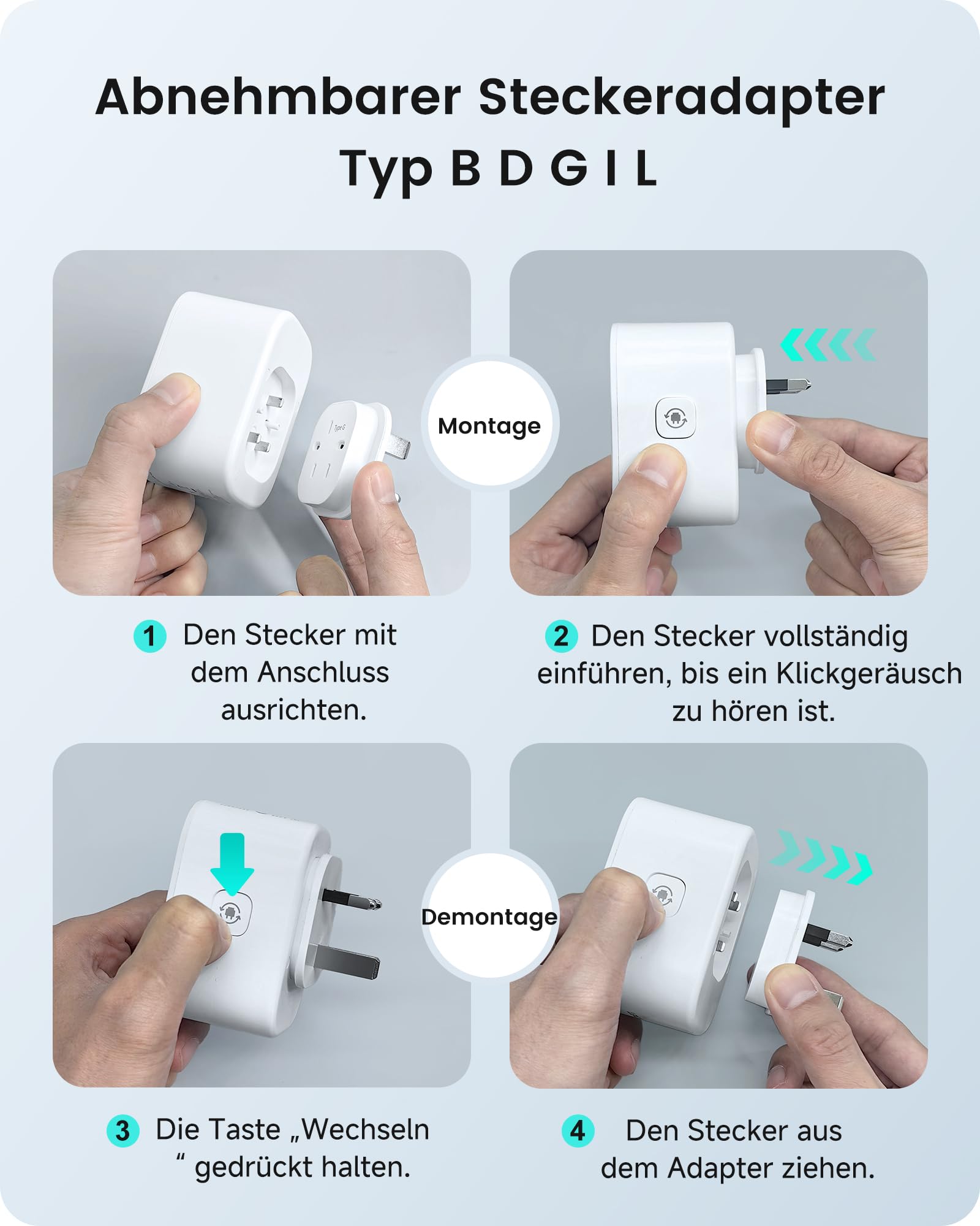 LENCENT Reiseadapter Weltweit Set Typ B, L, D, G, I, Universal Travel Adapter Internationaler Steckdosenadapter für USA England Japan Costa Rica Mexico Thailand Malediven Sri Lanka Australien