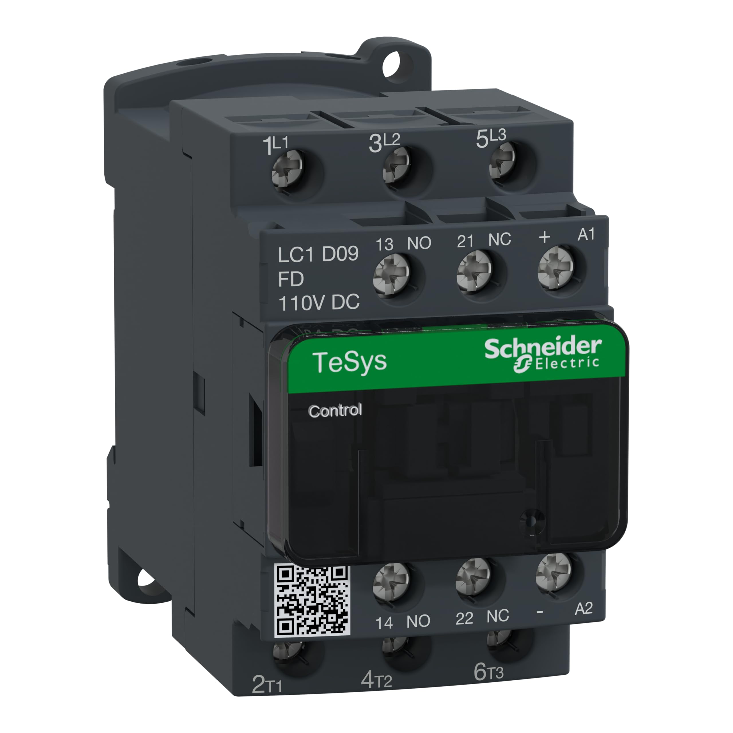 Schneider Electric TeSys Deca contactor,3P(3NO),AC-3/AC-3e,=440V 9A,110V DC coil,LC1D09FD