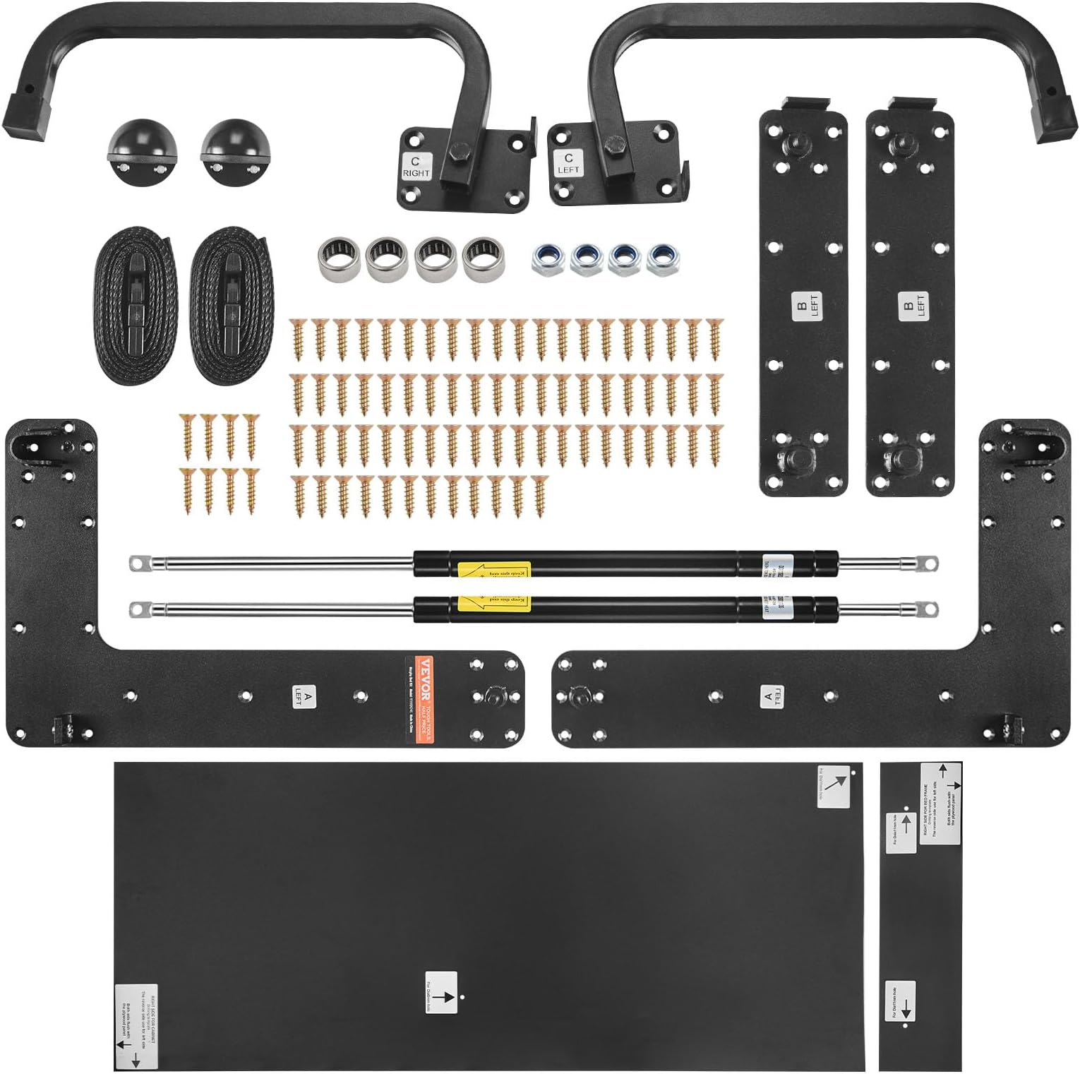 VEVOR Murphy Bed Kit, Queen Size, Horizontal DIY Wall Mechanical Hardware Kit, Pneumatic Lever Heavy Duty Frame Support, Folding Cabinet Space Saving Design for Guestroom