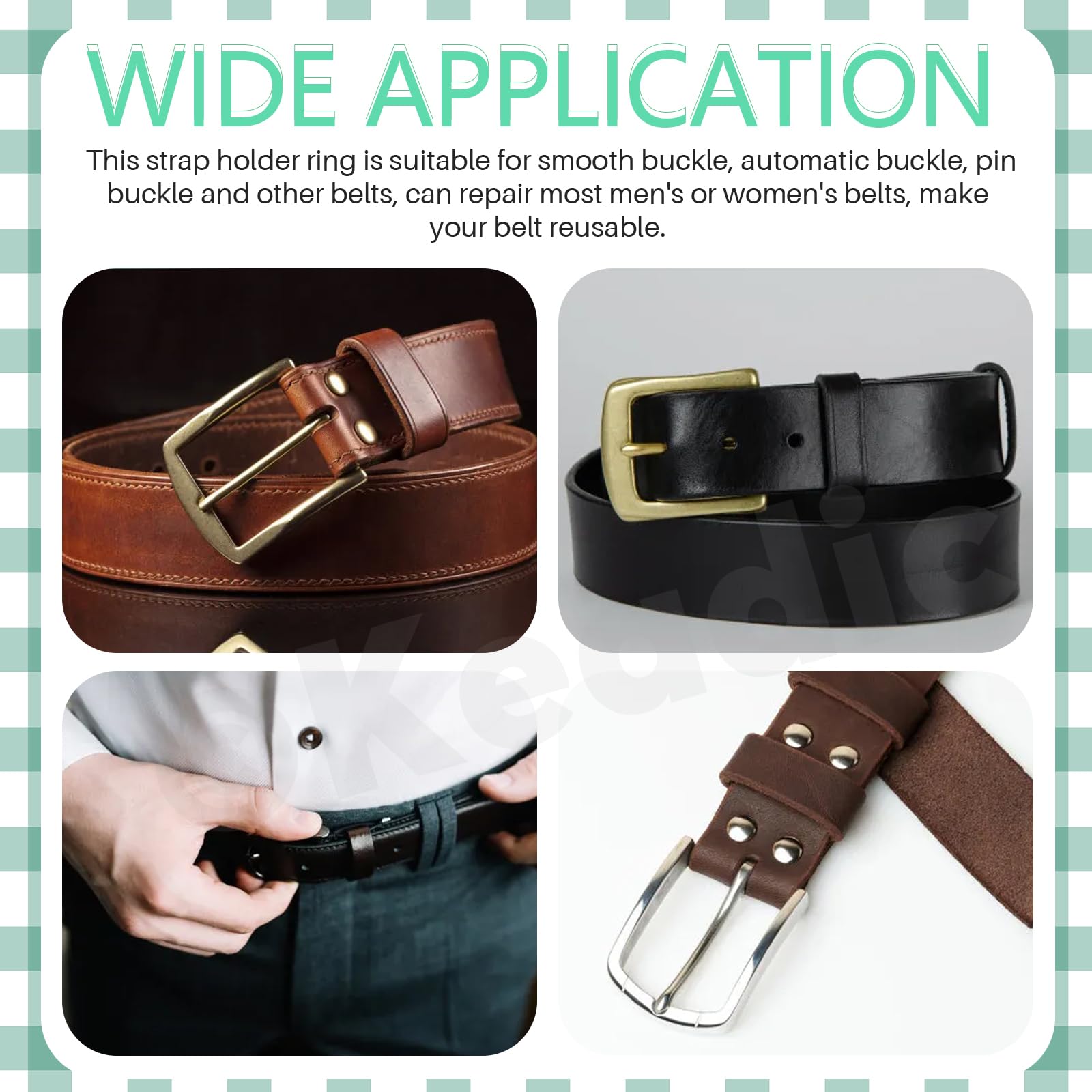 Keadic 8Pcs 2 Sizes Belt Loop Leather Keeper Ring End Strap Fixing Holder Organizer Replacement Stays Retainer Band for 1.1'' & 1.3''Wide Belts Buckle to Hold Extra Length Straps in Place(2 Colors ) - Image 4