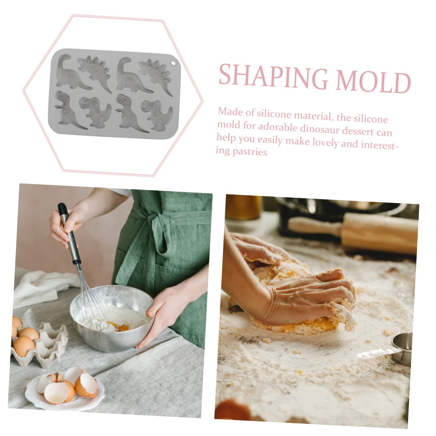Amosfun 5St Dinosaurier-Silikonform pralinen silikonform dino silikonform tierische Süßigkeitenform Schokolade backen Cookie-Tablett Keksformen Antihaft-Schokoladenform Kieselgel Grey