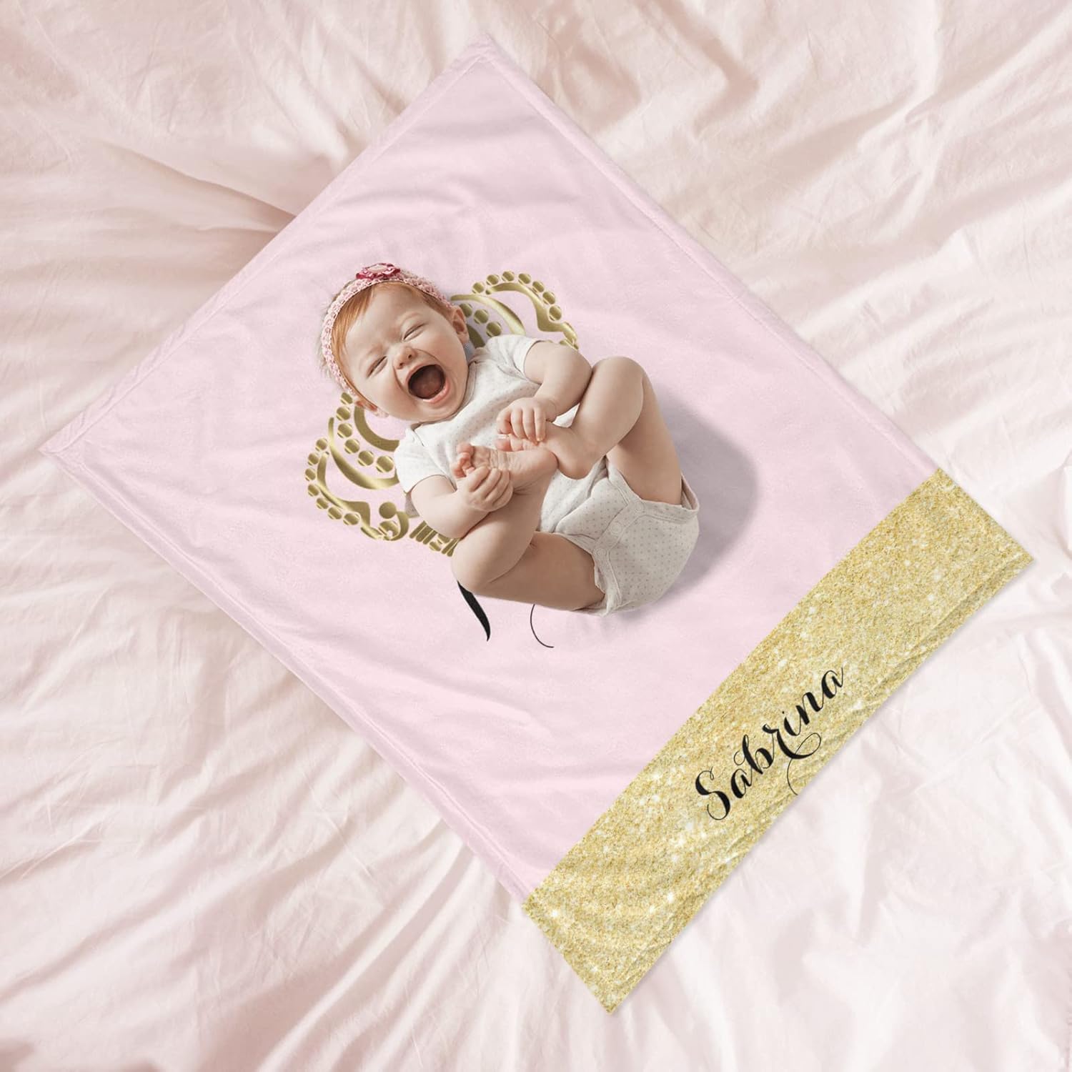Customize Baby Blanket with Name Personalized Baby Blankets for Girls Custom Baby Girl Gifts Fleece Throw Blankets Suitable for Recieving Shower Decor - Princess Crown 60x80in