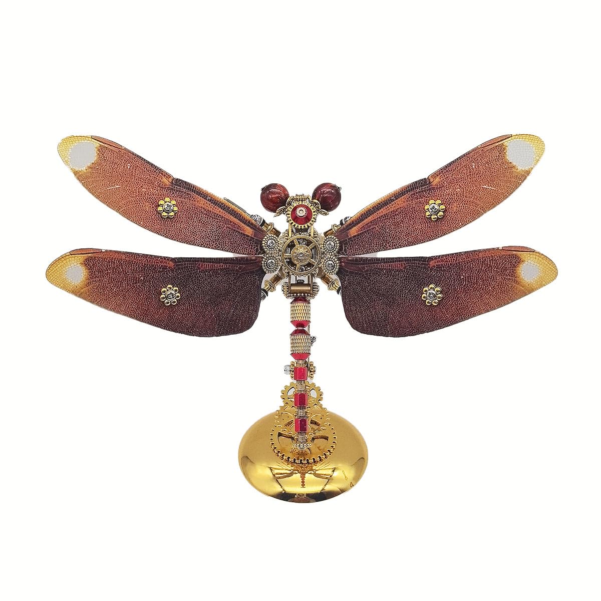 Kit modello libellula 3D in metallo steampunk, oltre 200 pezzi puzzle meccanico con base magnetica e dettagli incisi, regalo di montaggio fai da te per adulti e ragazzi
