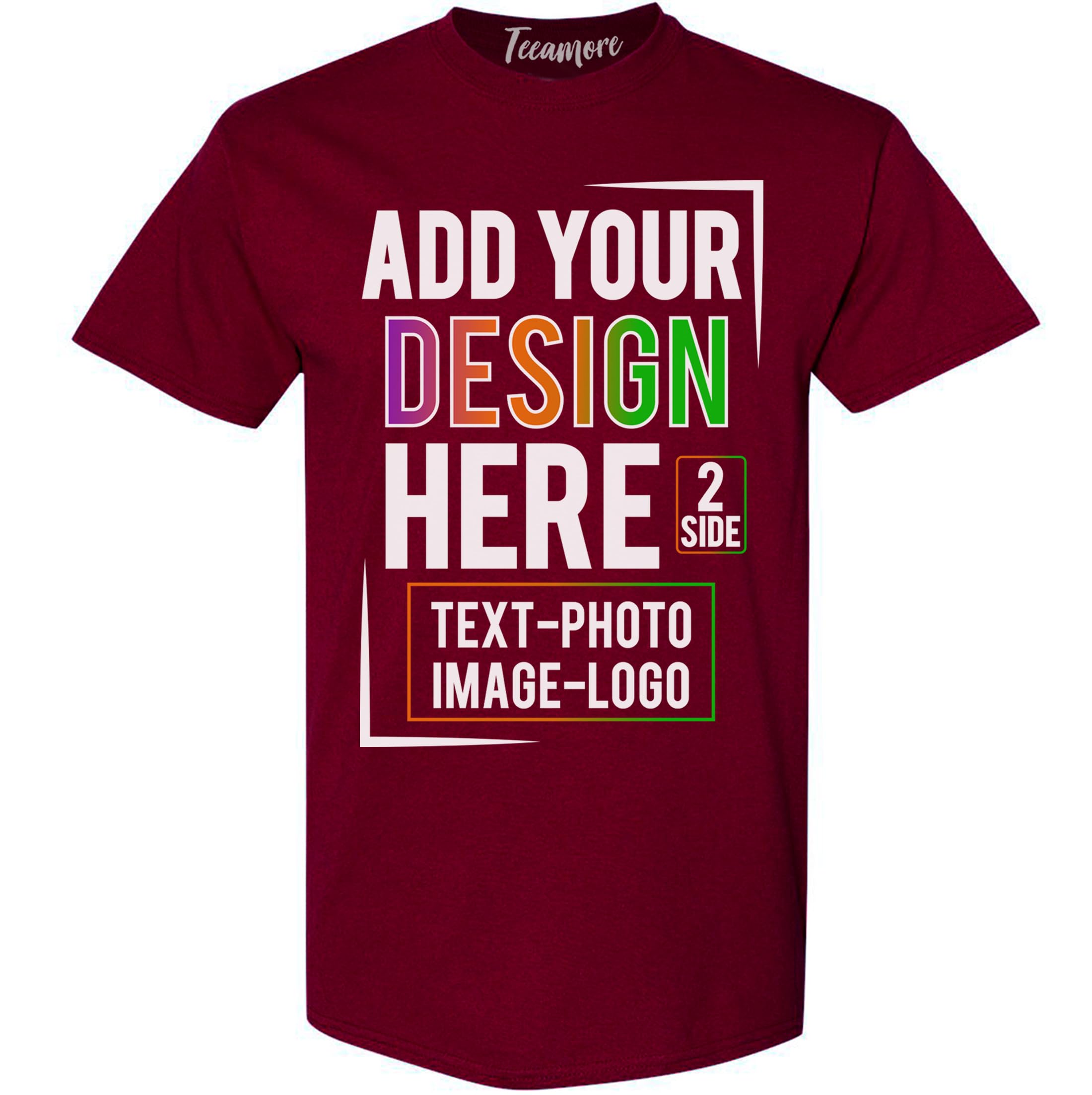 TEEAMORE Custom Front & Back Print T-Shirt Hoodie Sweatshirt Long Sleeve Tank Top with Your Image for Men Women Kids Baby