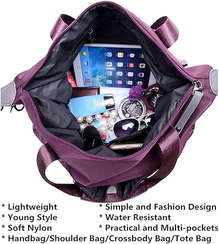 Miniatura 4 de Bolso de mano ligero, floral, con asa superior con múltiples bolsillos de nailon para el trabajo, resistente al agua, bolsa para viajes, de hombro