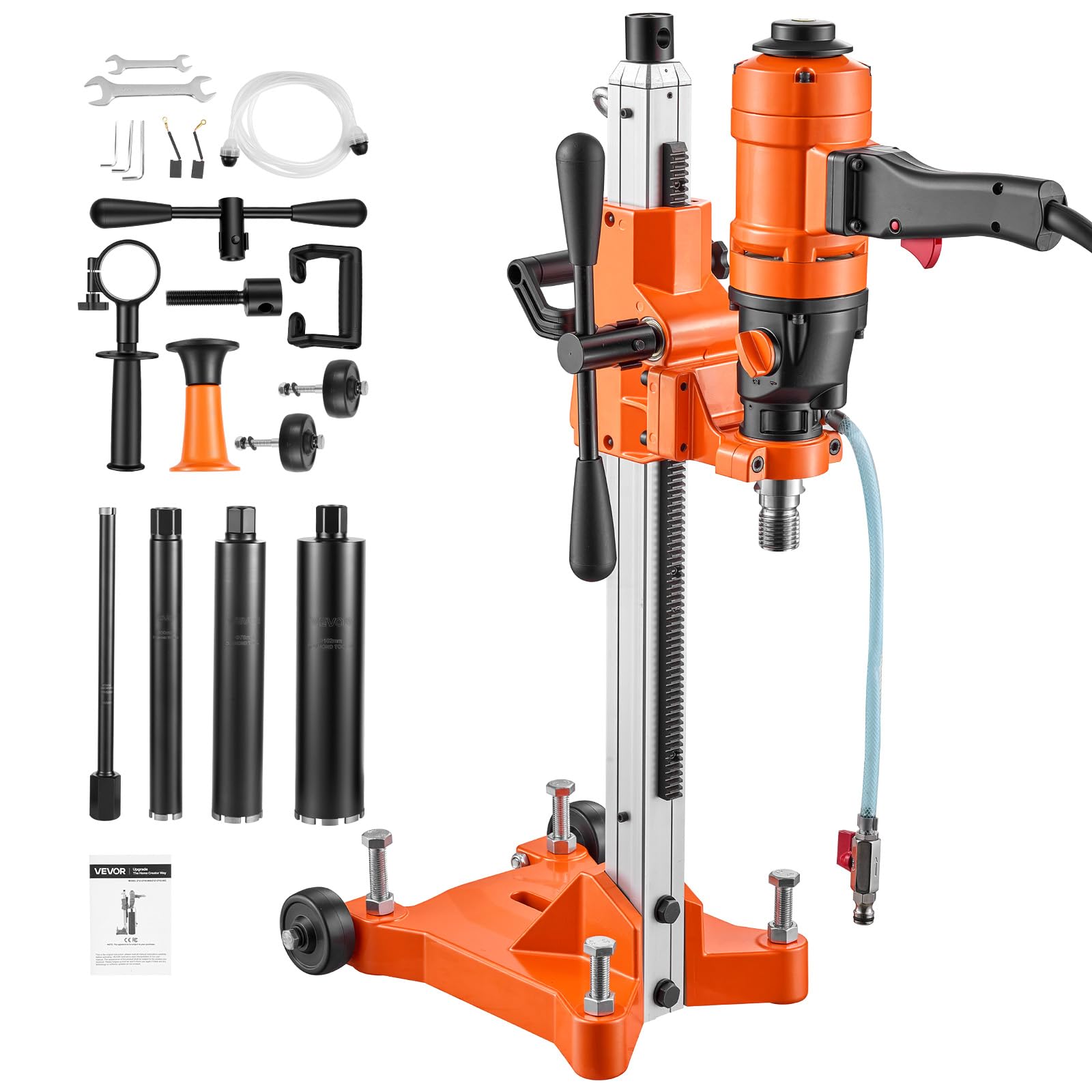 VEVOR Carotteuse Diamant 1500 W Diamètre de Perçage Maximal 202 mm 4 Forets