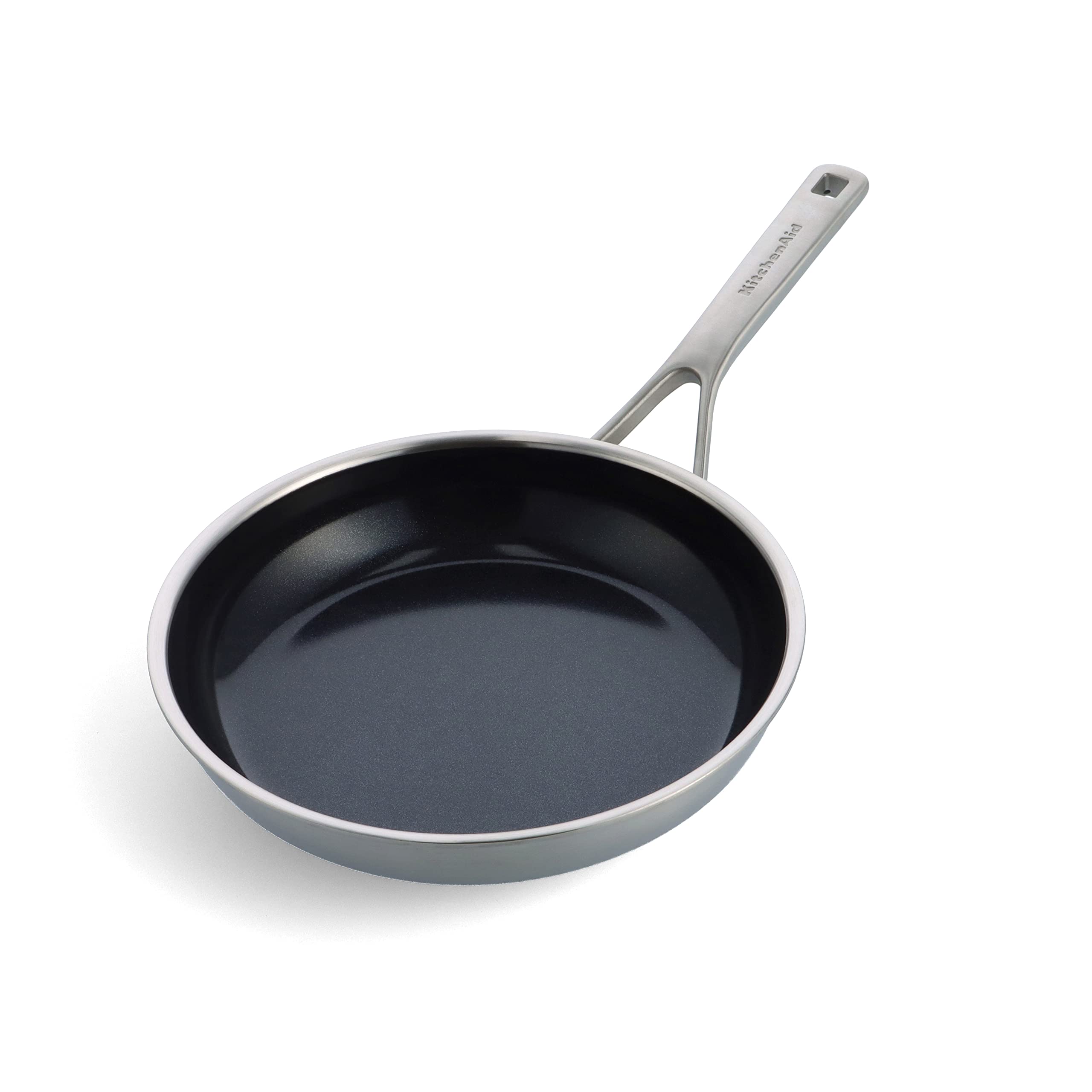KitchenAid Multiply Stainless Steel Poêle à frire antiadhésive en céramique multicouche en acier inoxydable sans PFAS, 24 cm, Induction, Multi Clad, Lavable au lave-vaisselle, Va au four, Argent