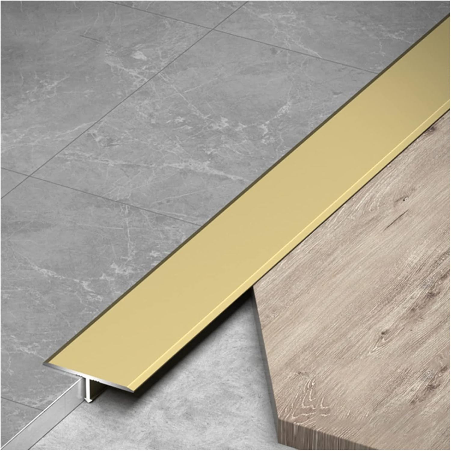 T-Molded Matte Metal Floor Transition Strip, 1 inch Width, Connecting Strips Between Wood and Laminate/Flooring Laminate, 35 37 39 41 43 55 57 inch Long (Gold 90cm/35.4in)