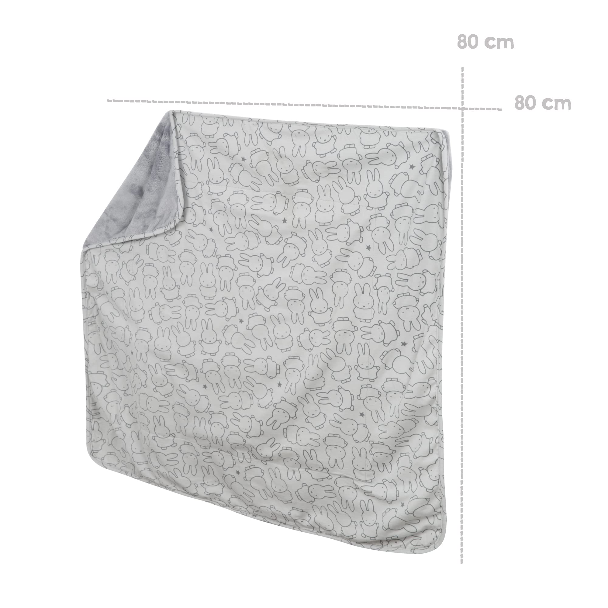 Couverture Bébé Roba Miffy® 80x80 Cm - Double Face Polaire/Coton - Motif Lapin - Unisexe - Cadeau Naissance