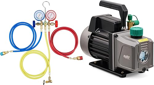 Orion Motor Tech Juego de medidores de CA con grifo de lata autosellado y perforación, para refrigerante R134a R12 R22 R502 y bomba de vacío HVAC de