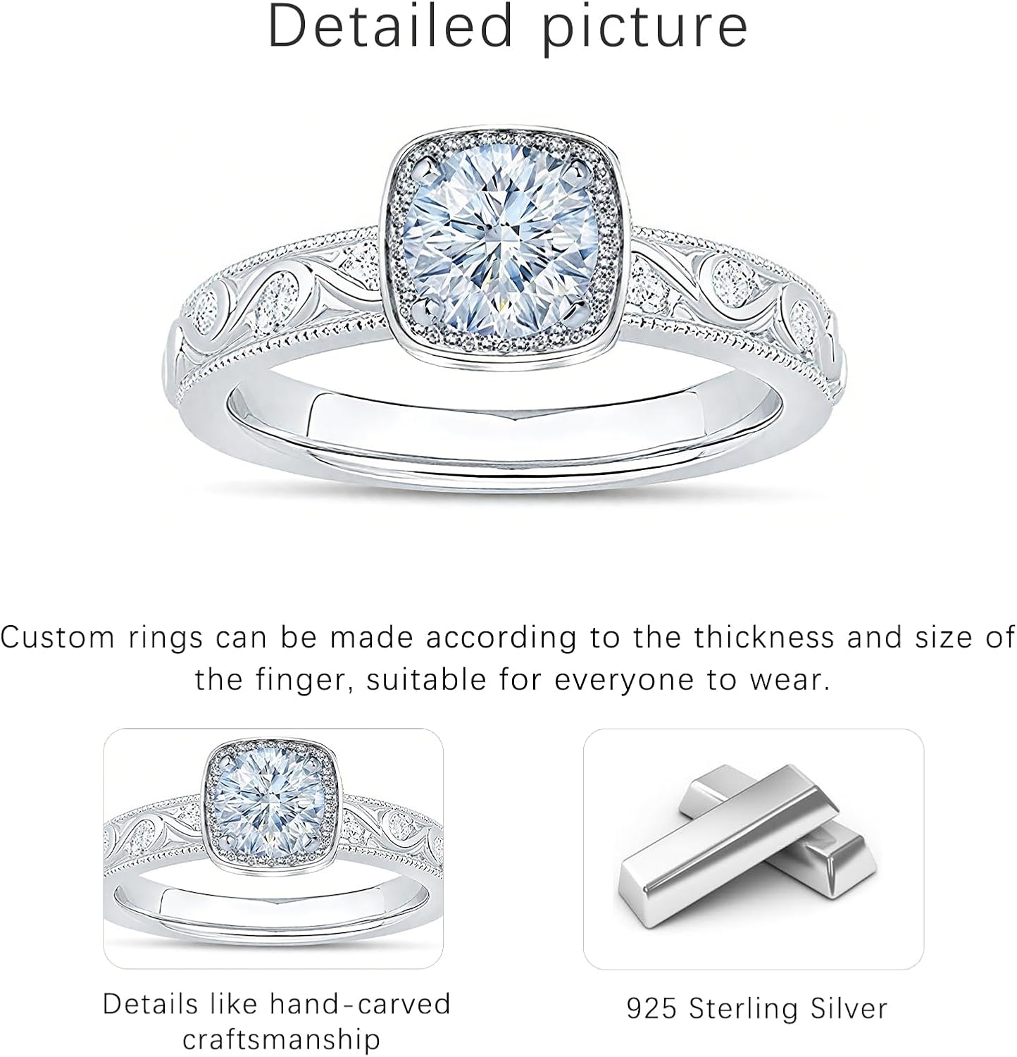 1CT-3CT Round Moissanite Bezel Vintage Style Engagement Ring 10K 14K 18K Yellow/Rose/White Gold Vintage Gemstone Ring Promise Engagement Anniversary Christmas Gift for Women