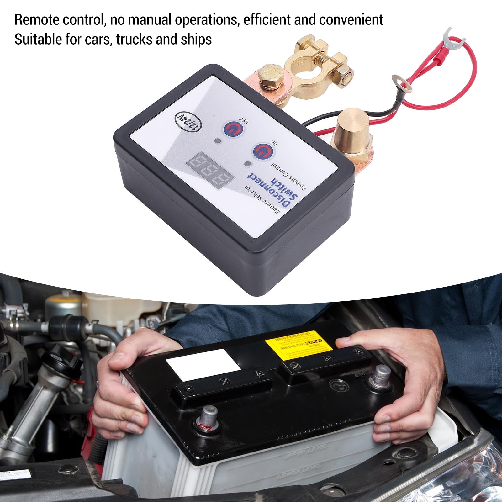 Interrupteur de Déconnexion Batterie 12V 24V 240A avec Télécommande Coupe Circuit Métal ABS pour Voiture Camion Bateau Compatible