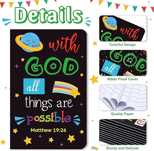 Miniatura 3 de Faccito 24 blocs de notas con versículos de la Biblia, mini cuaderno inspirador 2025 Vbs pequeño diario a granel religioso motivacional bloc de