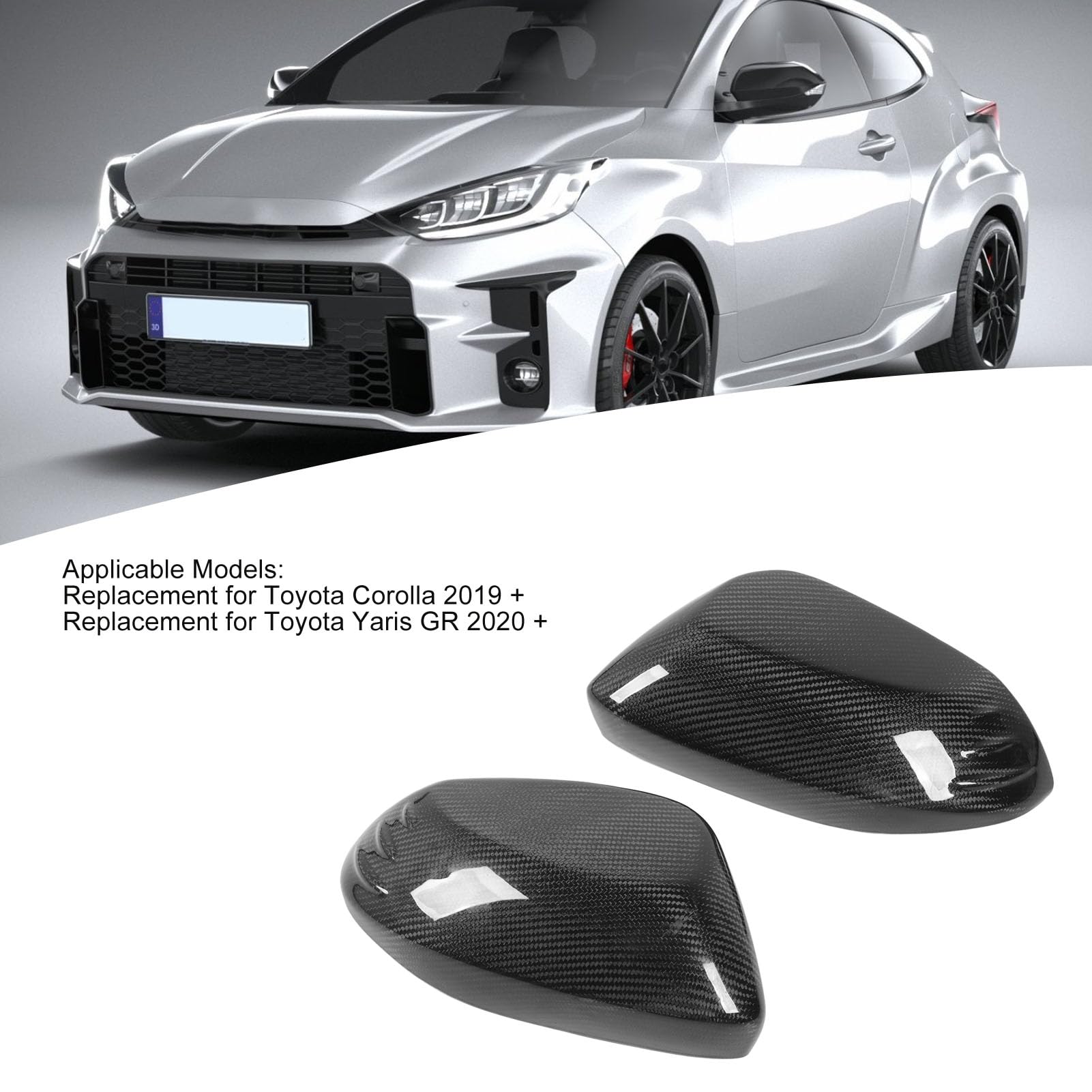 2 Szt. Osłona Lusterka Bocznego Z Prawdziwego Włókna Węglowego Lewego Prawego Błyszczący Zamiennik Dla Toyota Corolla Yaris GR