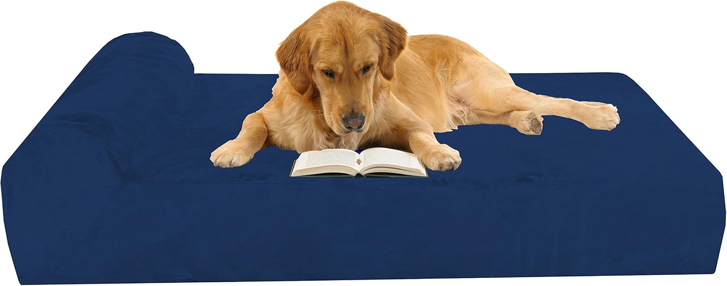 Beautiful Orthopedic Dog Bed, Large Size (48" x 30" x 7" plus 4 inch headrest), with External Cover and Waterproof Inner Protector, for…