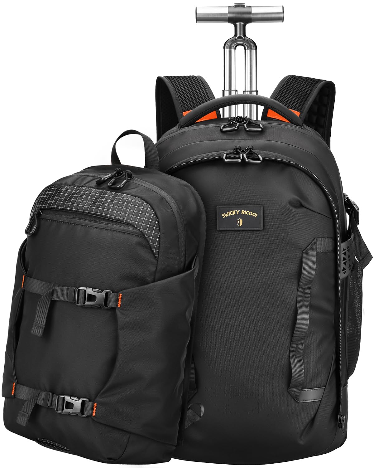 Rucksack mit Rollen 2 in 1 Abnehmbarer Rollrucksack Handgepäck– Wasserabweisend Rucksack Trolley mit 16
