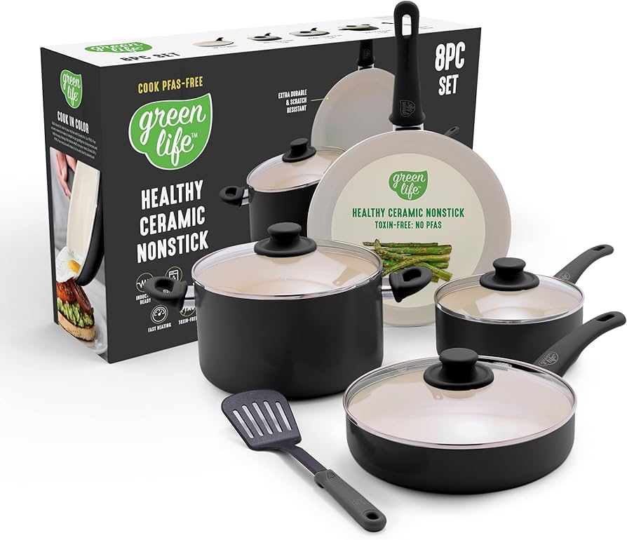 Amazon.com: GreenLife 8 Piece Nonstick Cookware Set, Non-Toxic