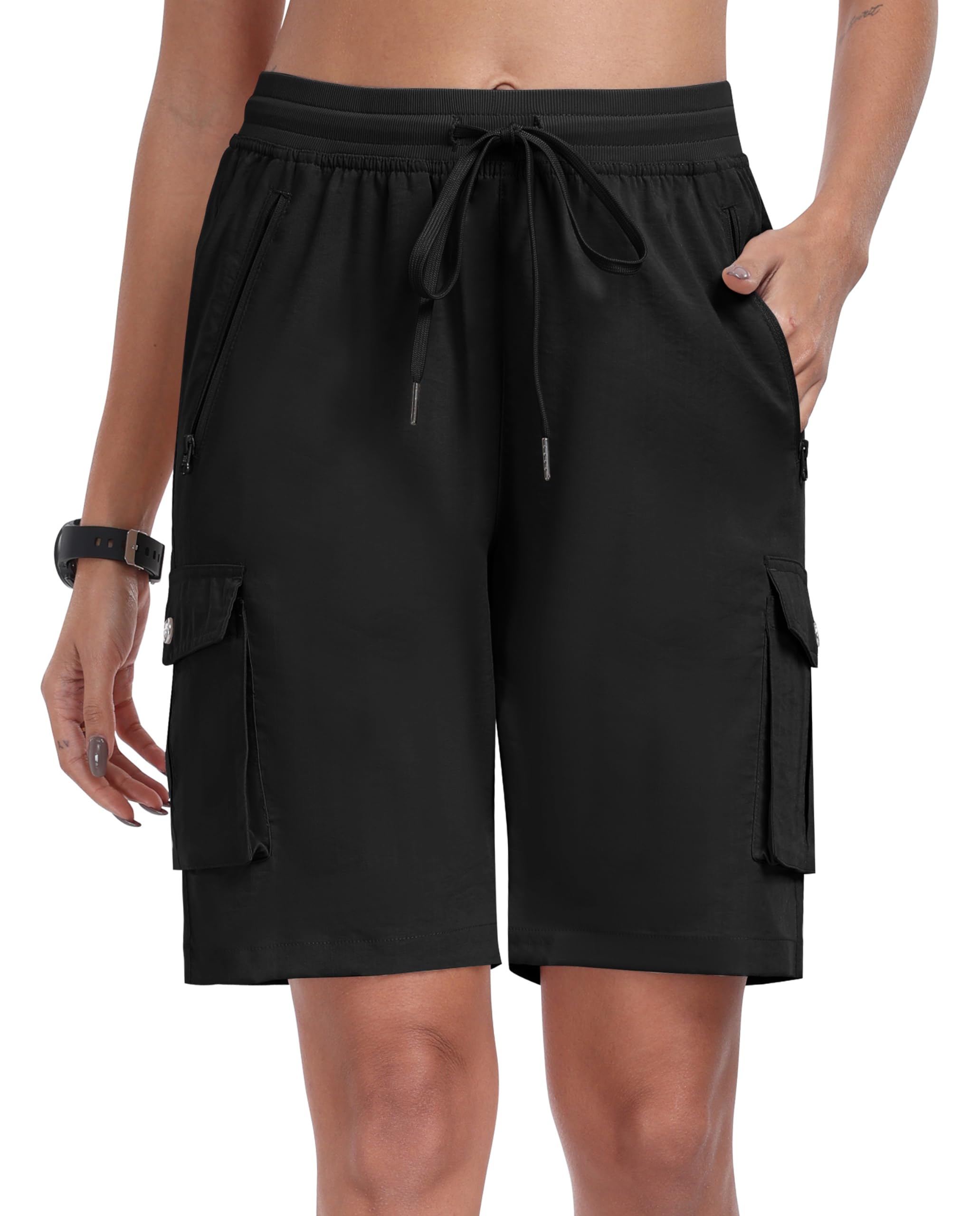 MoFiz Shorts Damen Kurze Hose Sommer Cargoshorts Wanderhose Freizeithose Kurz Leichte Atmungsaktiv Outdoor Sport Shorts mit 6 Taschen