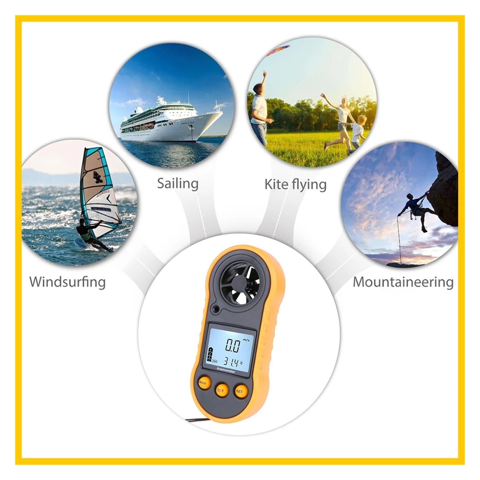 Tragbares Anemometer Anemometro Windgeschwindigkeitsmessgerät Meter LCD Digitales Handmessgerät RZ818/GM816(818)