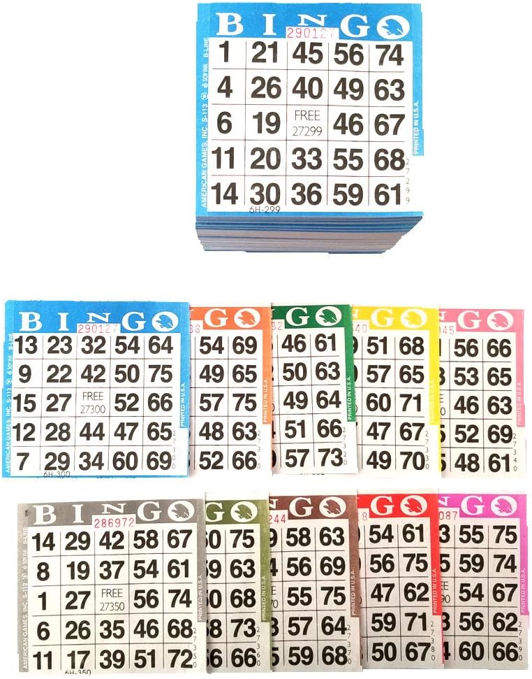 Bingo Paper Game Cards - 1 card - 10 sheets - 100 books of 10 sheets
