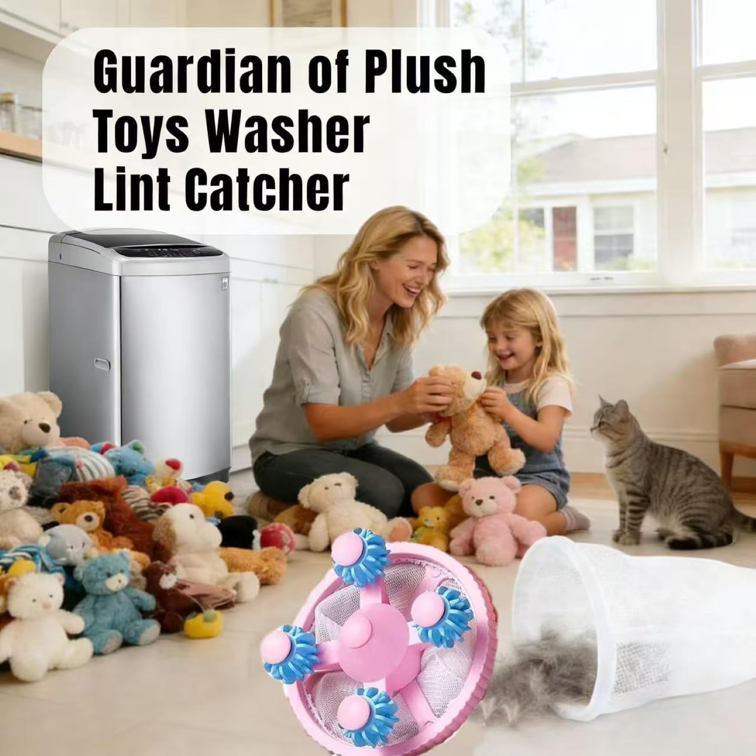 Pet Hair Catcher for Laundry, 4-Pack Floating Lint Remover | Non-toxic durable material,reusable design,prevents drain clogging,fits most fabrics,effortless rinse cleaning for pet owners
