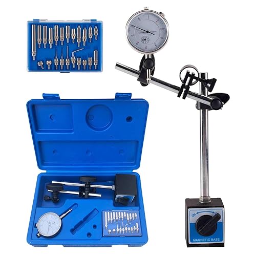 Miniatura 1 de Indicador de esfera con soporte de base magnética, brazo largo ajustable fino 0.000-0.394 in calibre profesional 0.000 in